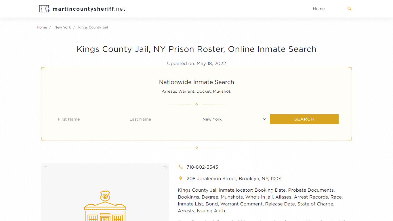 Kings County Jail, NY Prison Roster, Online Inmate Search ...