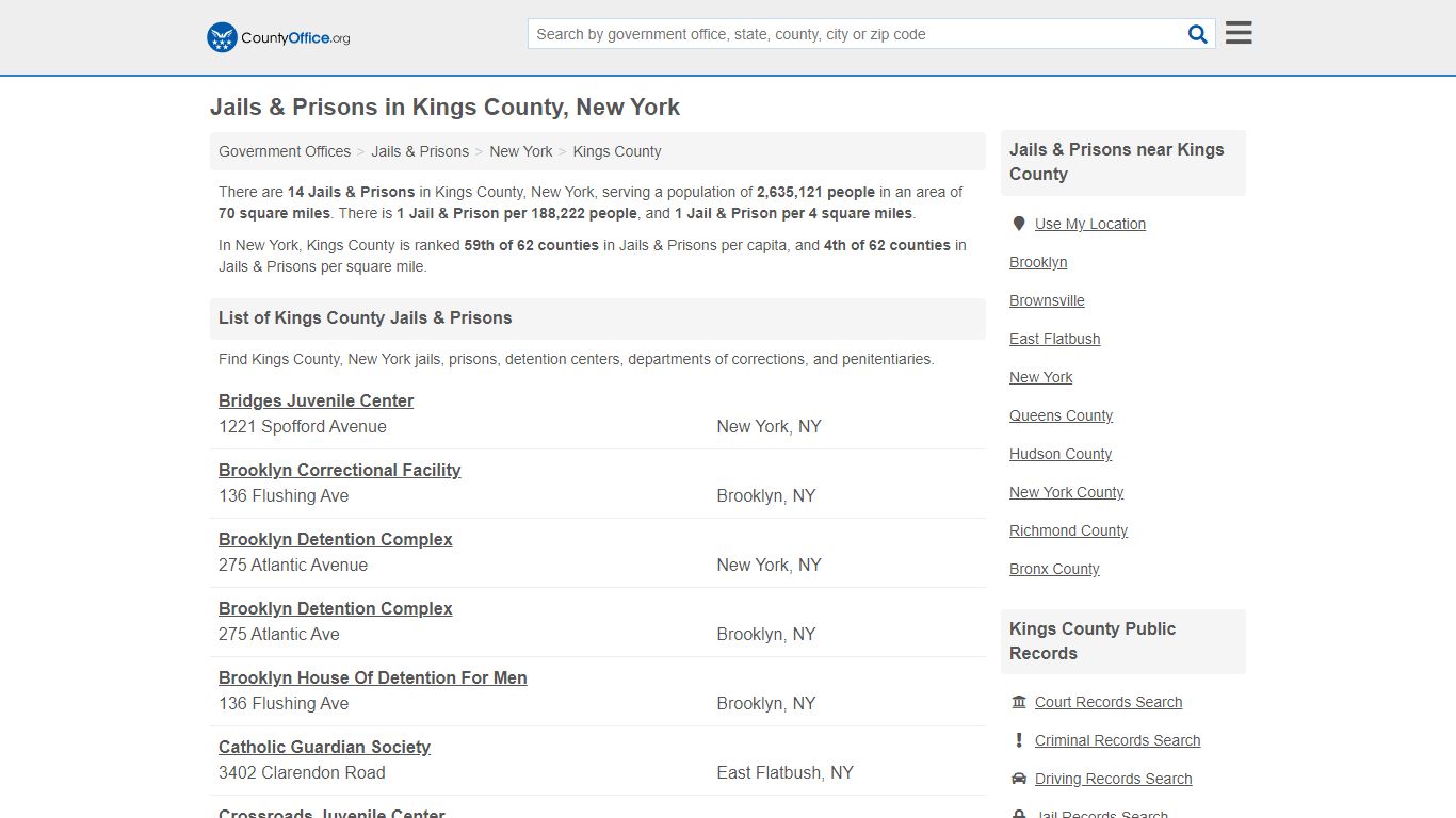 Jails & Prisons - Kings County, NY (Inmate Rosters & Records)